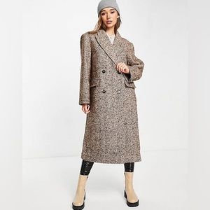ASOS Size 2 Brown Herringbone oversized coat